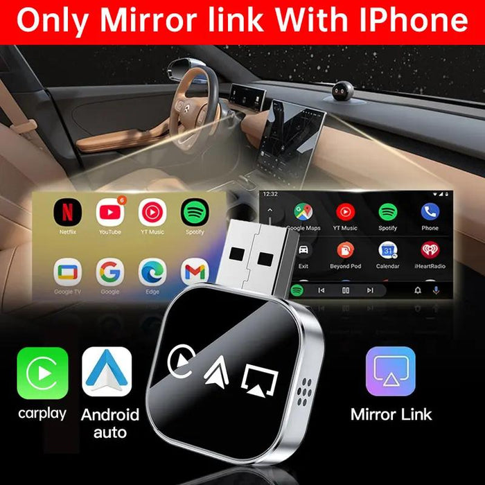 📶 2026 m. atnaujintas 3 viename ekrano veidrodis „iOS“ telefonui, prijungtas prie belaidžio „Carplay“ adapterio-LT