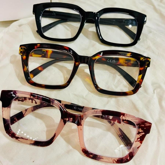 👓3 pares de gafas de lectura de carey – Bloquean la luz azul, gafas de lectura cuadradas grandes-ES
