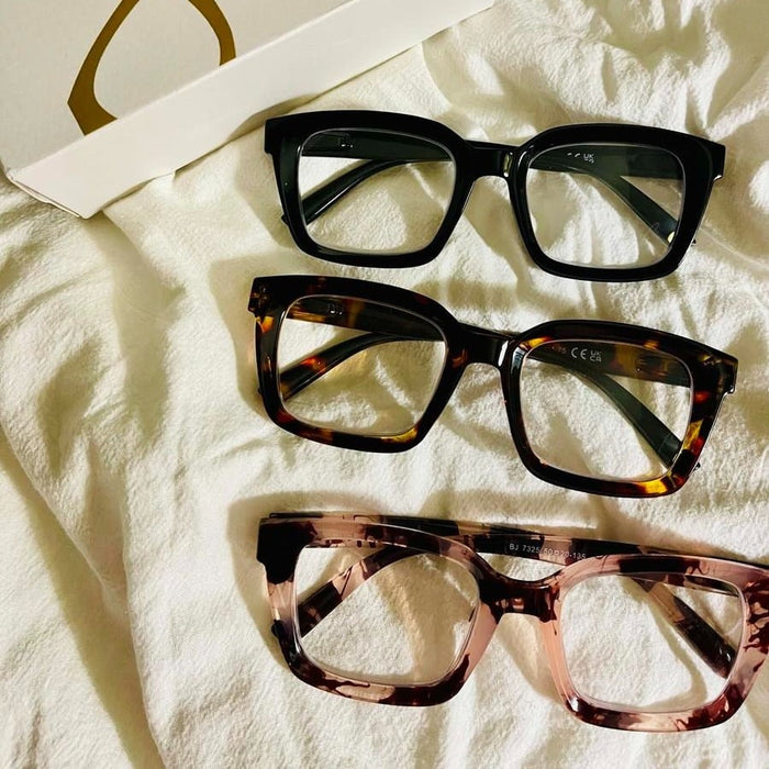 👓3 pares de gafas de lectura de carey – Bloquean la luz azul, gafas de lectura cuadradas grandes-ES