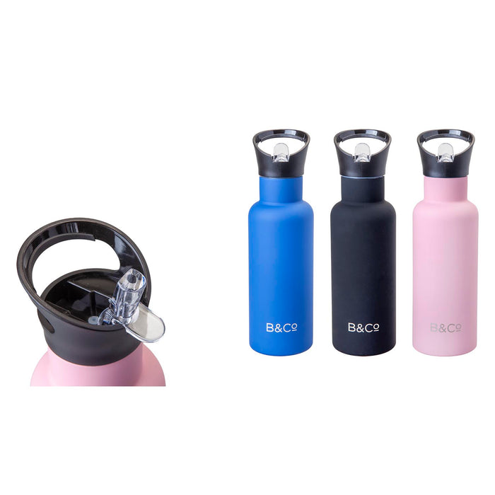 500ml Double Walled Bottle  Black - 25cm x 8cm