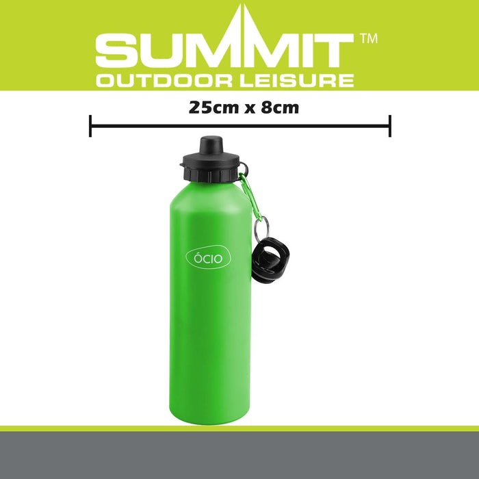 750ml Water Bottle with 2 Lids  Green - 25cm x 8cm