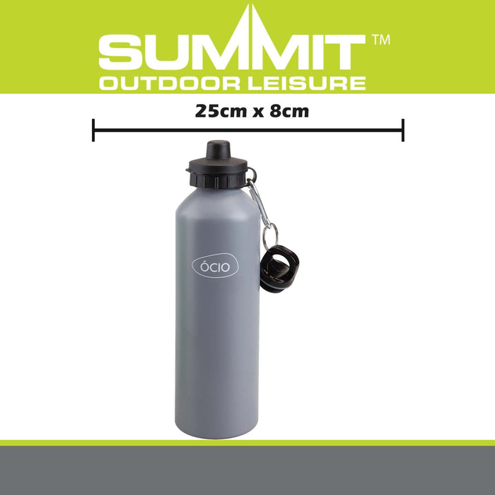 750ml Water Bottle with 2 Lids  Grey - 25cm x 8cm