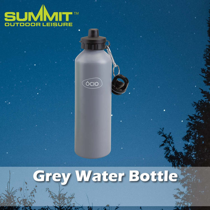 750ml Water Bottle with 2 Lids Good for Days Out Grey - 25cm x 8cm