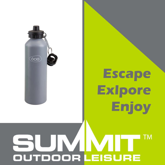 750ml Water Bottle with 2 Lids  Grey - 25cm x 8cm