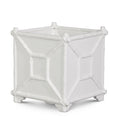8.5" Bamboo Planter - White Ceramic