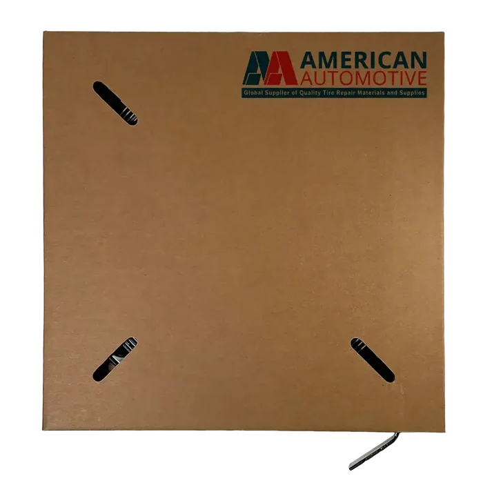 Square brown cardboard box for AA 0.25 Oz Tape Wheel Weight with black steel weights
