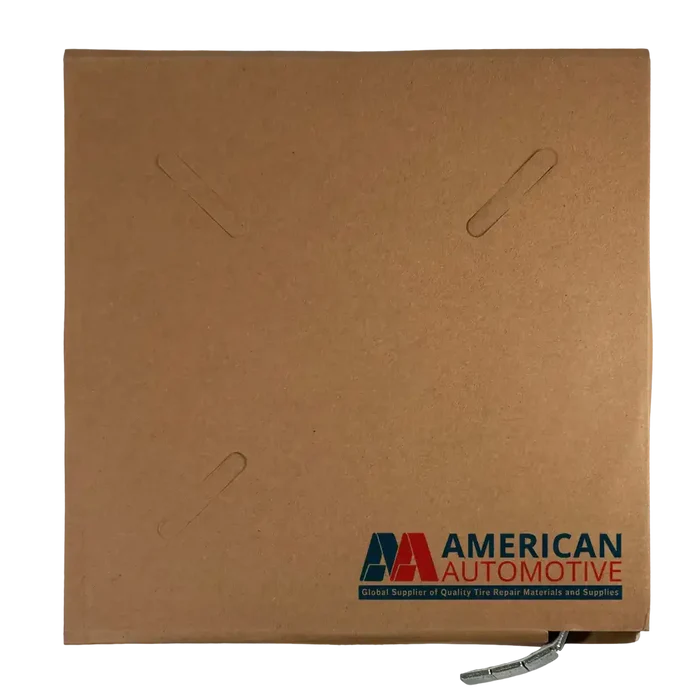 Square brown cardboard sheet for Steel Wheel Weight AA 0.25 Oz Roll Style Chrome Tape