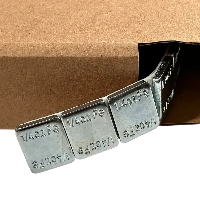 Silver adhesive wheel weights from AA, perfect for balancing your wheels