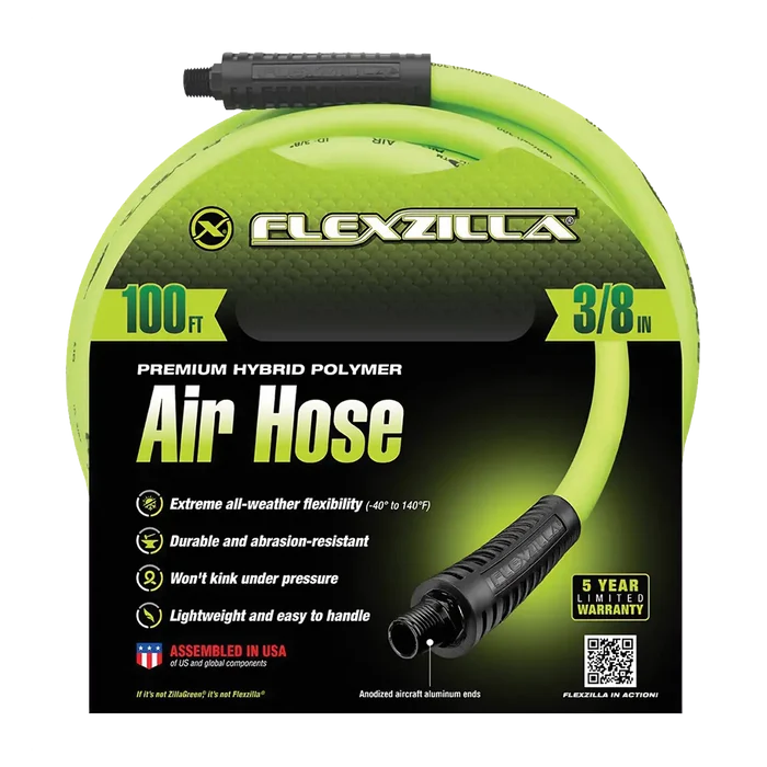 AA 3/8" ID Flexzilla Air Compressor Air Hose, 100 ft. - 48-HFZ38100YW2