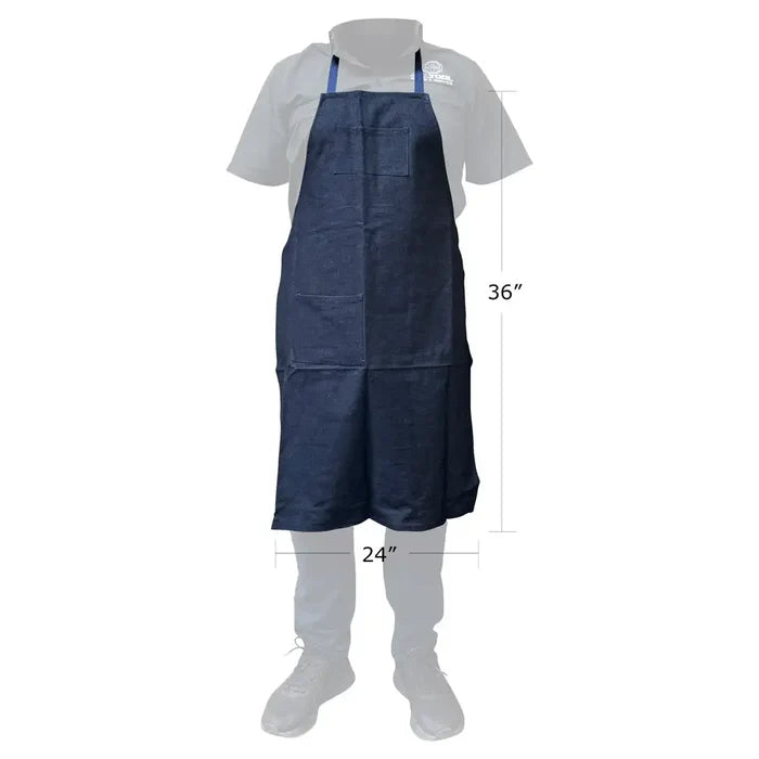 AA Denim Shop Apron 24 x 36 Blue w/ 2 Pockets - Shop