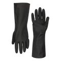 A pair of black chemical resistant aa flexzilla pro hd neoprene cleaning gloves with 13 inch long cuff for tire paint use