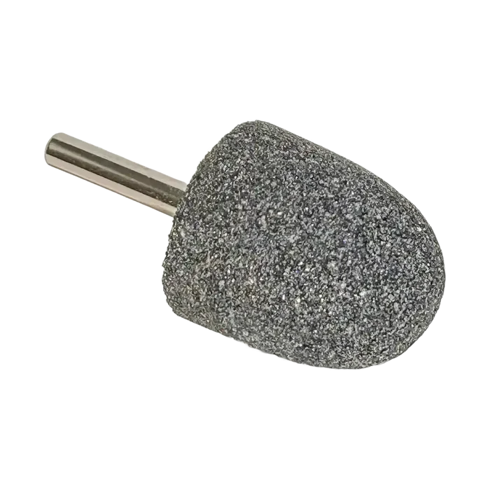 Conical tire buffing stone with coarse grit and metal shank for air-powered buffer