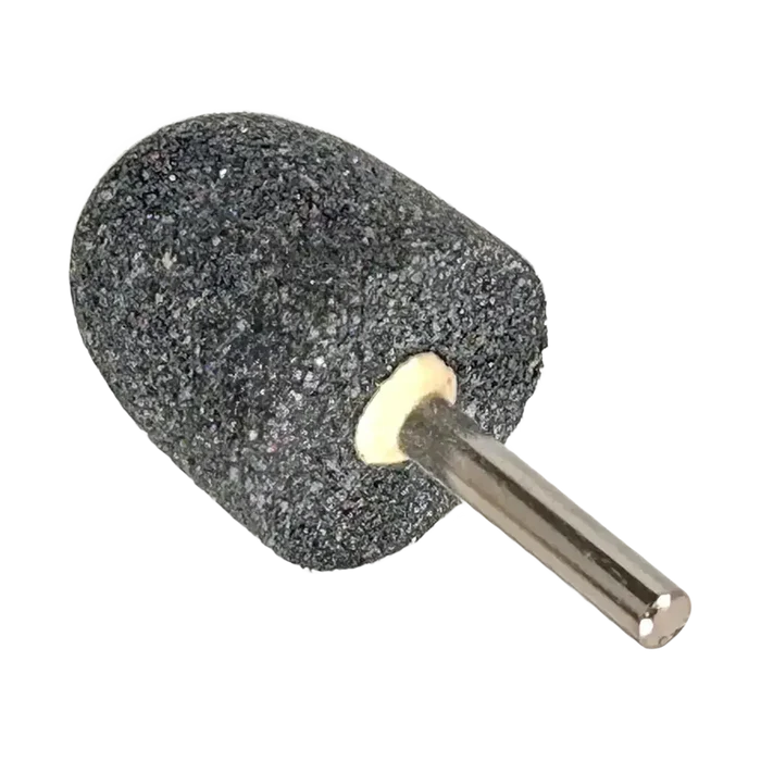 Abrasive tire buffing stone with metal shank for air-powered buffer and quick-change chuck
