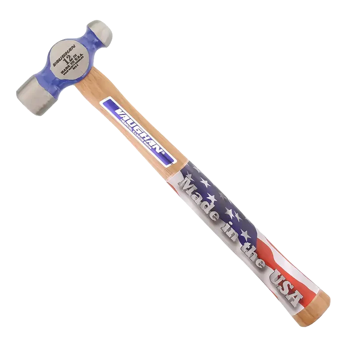Vaughan USA Made 12oz Ball Peen Hammer with Hickory Handle for mechanics and forging tasks