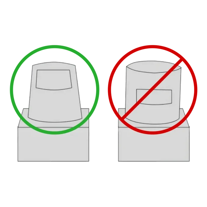 Simple diagram showing correct cup placement with AA USA Made Nylon Duck Head for Coats Tire Changer