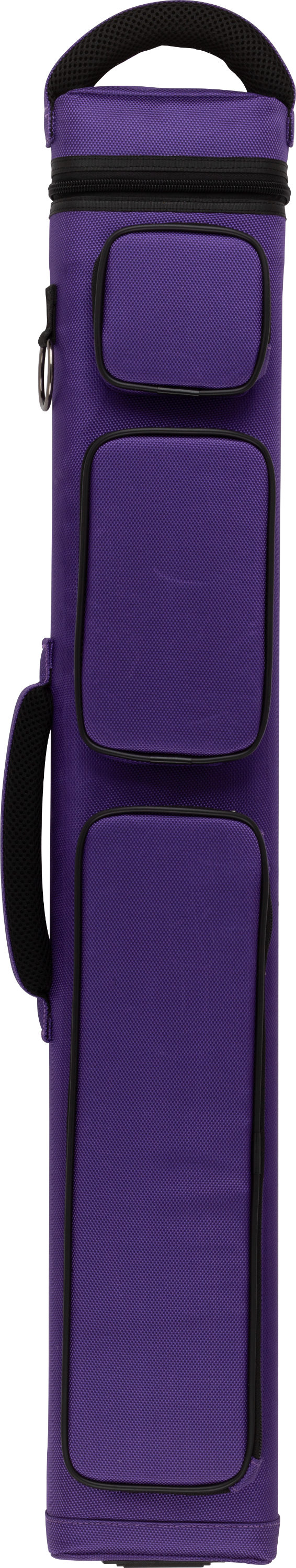 Purple pool cue case with side handle and double straps