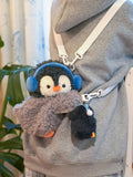 Adorable Plush Penguin Crossbody Bag with Blue Earmuffs