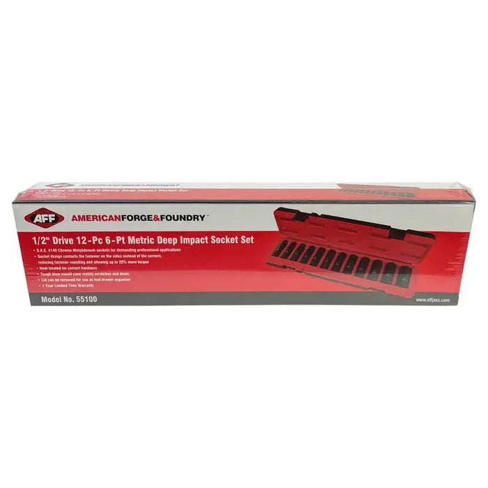AFF 1/2 Dr Metric Deep Impact Socket Set (6 pt 12 Pcs) -