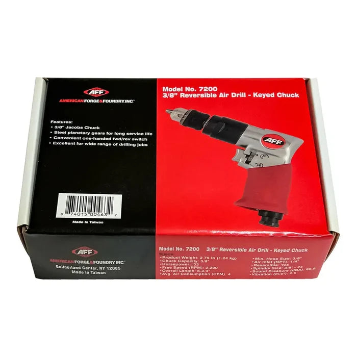 AFF 3/8 Reversible Air Drill w/ Keyed Chuck - 7200 - Air