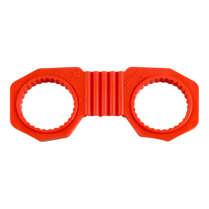 Bright orange plastic jar opener with two circular gripping rings connected by ridged center section.