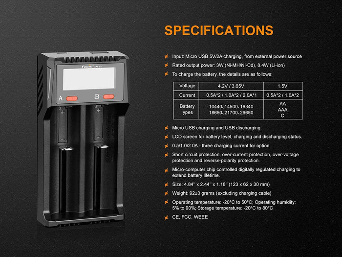 ARE-D2 Battery Charger specifications