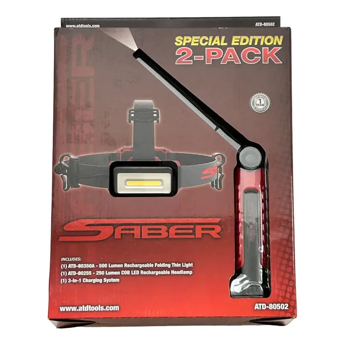 ATD 80502 Rechargeable LED Headlamp and Hand Light Bundle -