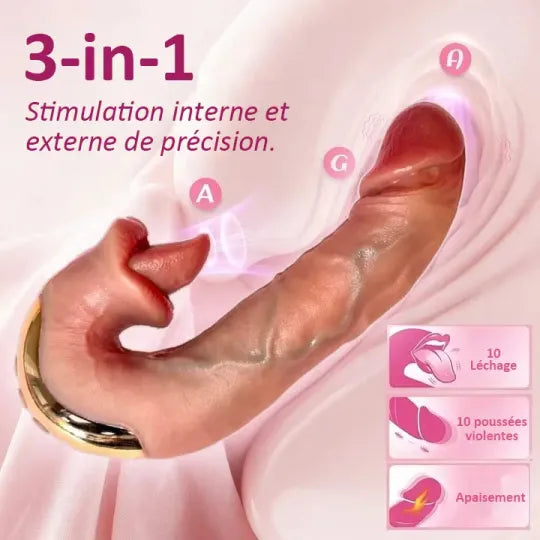 Athena – 3-u-1 vibrator za lizanje i guranje – grijani stimulator G-točke kontroliran AI aplikacijom s 10 načina lizanja-HR