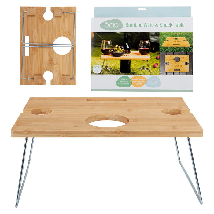 Bamboo Snack Table  Light Brown - 15cm x 33cm