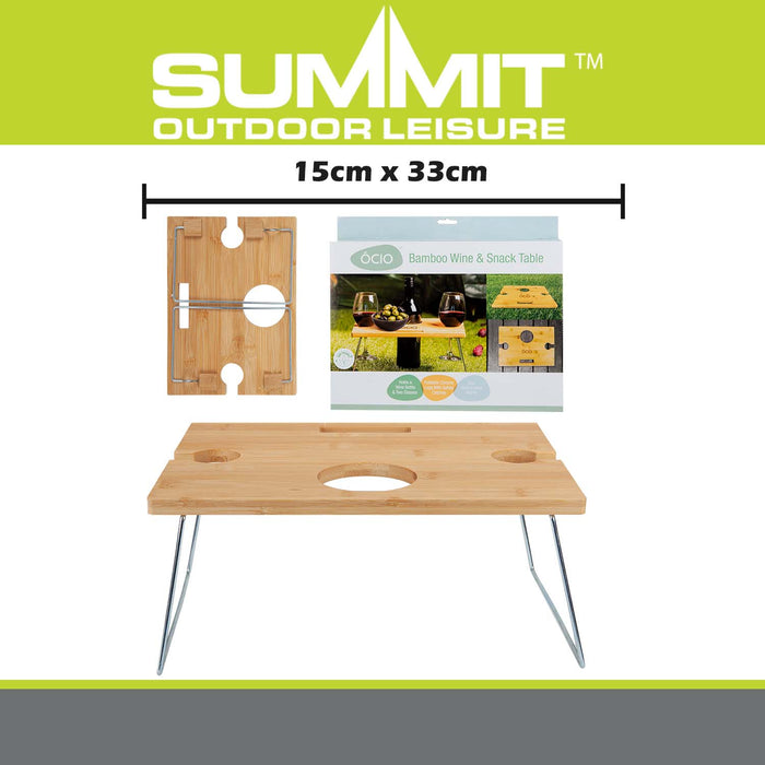 Bamboo Snack Table  Light Brown - 15cm x 33cm