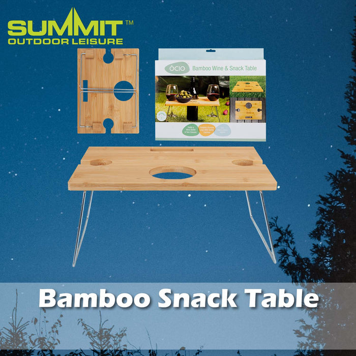 Bamboo Snack Table Good for Days Out Light Brown - 15cm x 33cm