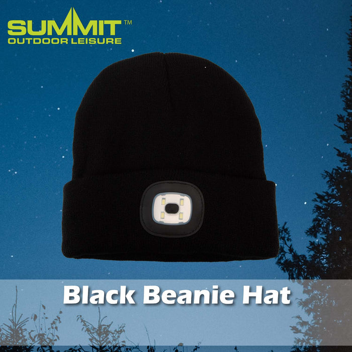 Beanie Hat with Light Good for Days Out Black - 20cm x 20cm