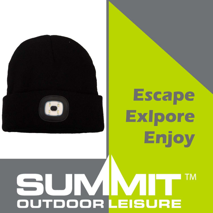 Beanie Hat with Light  Black - 20cm x 20cm