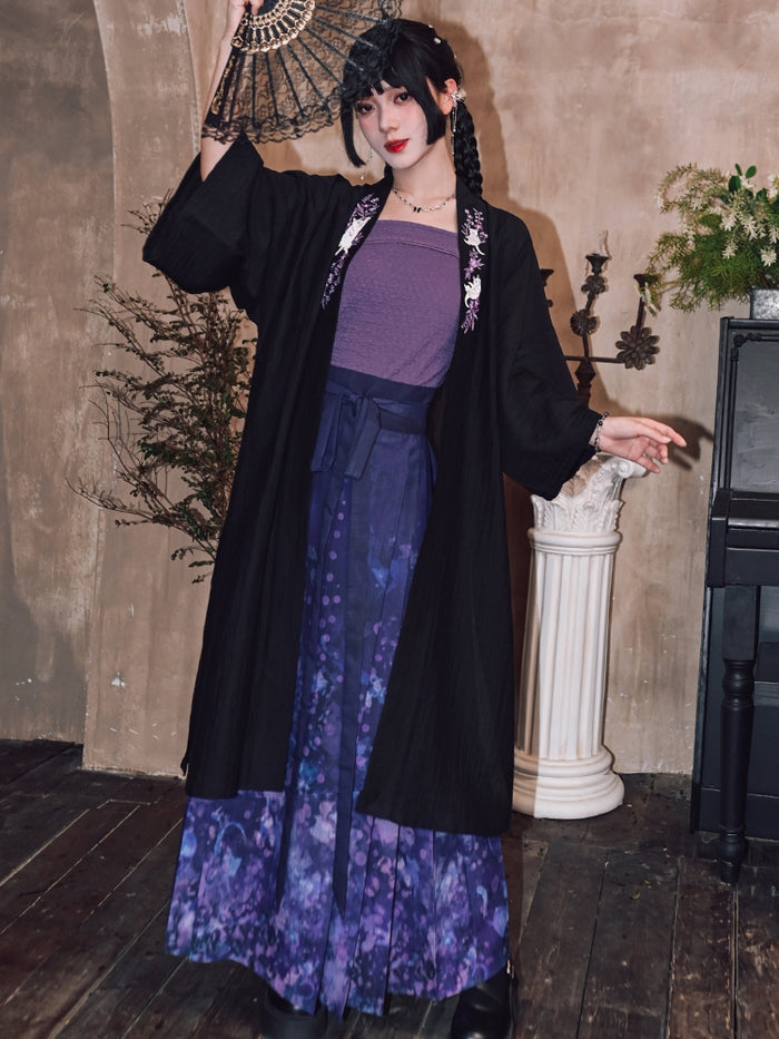 Black and Purple Han-Inspired Tube Top / Cardigan / Skirt