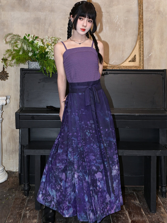Black and Purple Han-Inspired Tube Top / Cardigan / Skirt