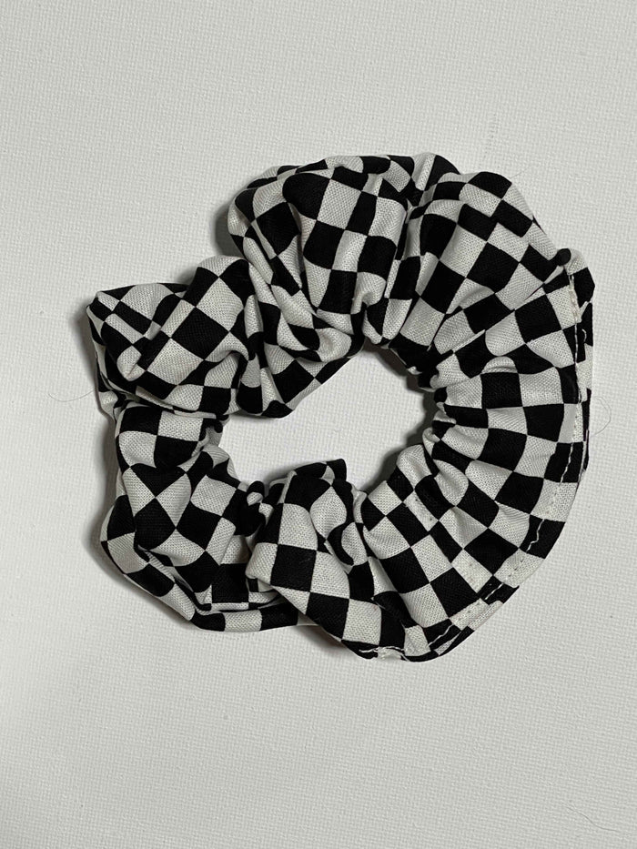Black and White Checkered Scrunchies - Redhead Creations
