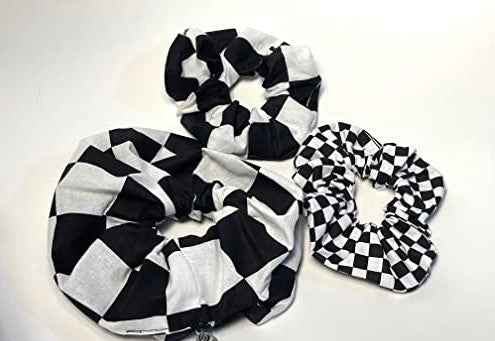 Black and White Checkered Scrunchies - Redhead Creations