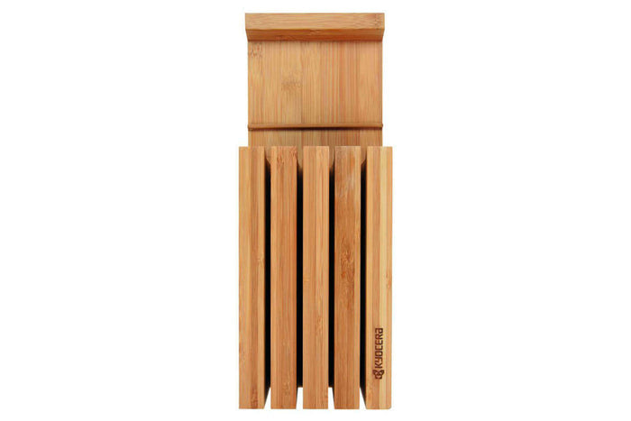 Bloc vide Kyocera ergonomique en bambou pour 4 couteaux