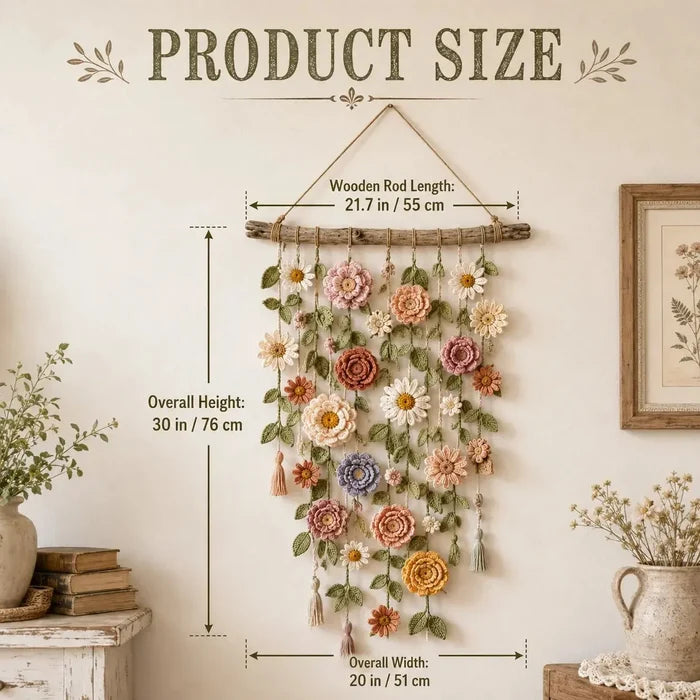 🌸Boho zidni ukras s heklanim cvijećem-HR
