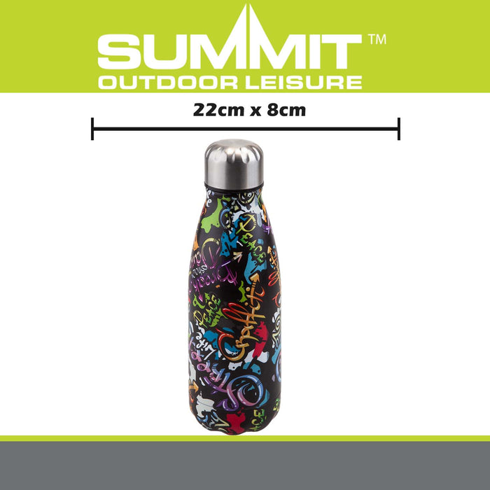 Bottle Flask with Cup  Graffiti - 22cm x 8cm