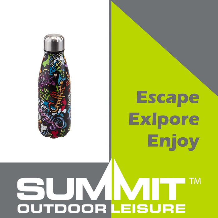 Bottle Flask with Cup  Graffiti - 22cm x 8cm