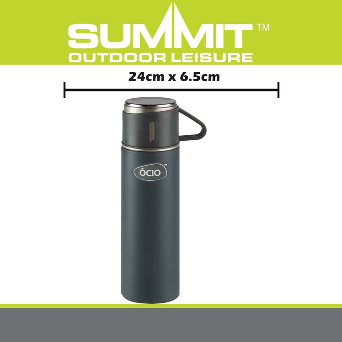 Bottle Flask with Cup  Grey - 24cm x 6.5cm