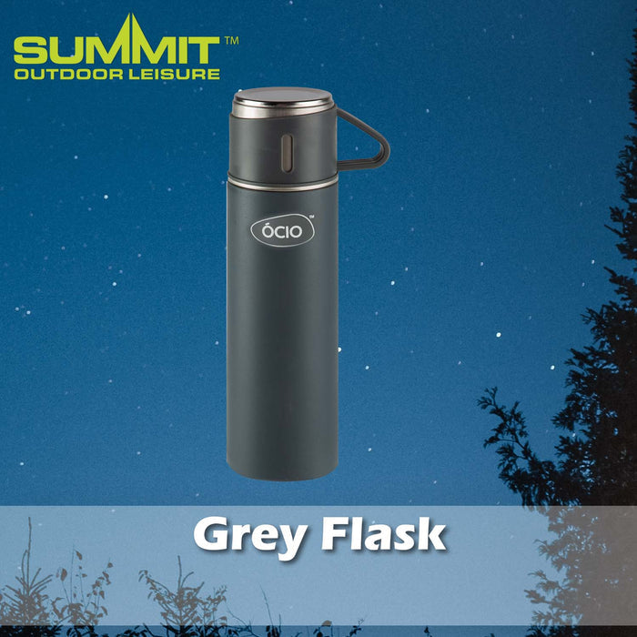 Bottle Flask with Cup Good for Days Out Grey - 24cm x 6.5cm