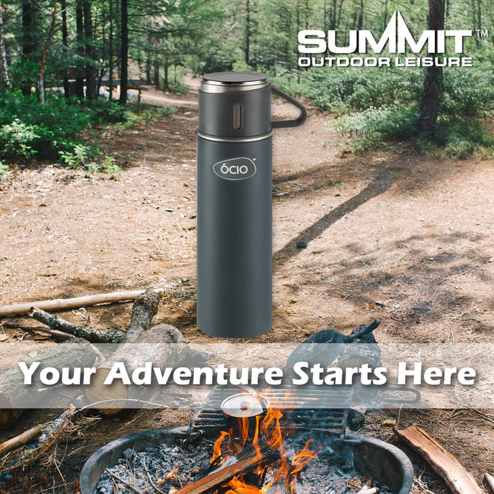 Bottle Flask with Cup  Grey - 24cm x 6.5cm