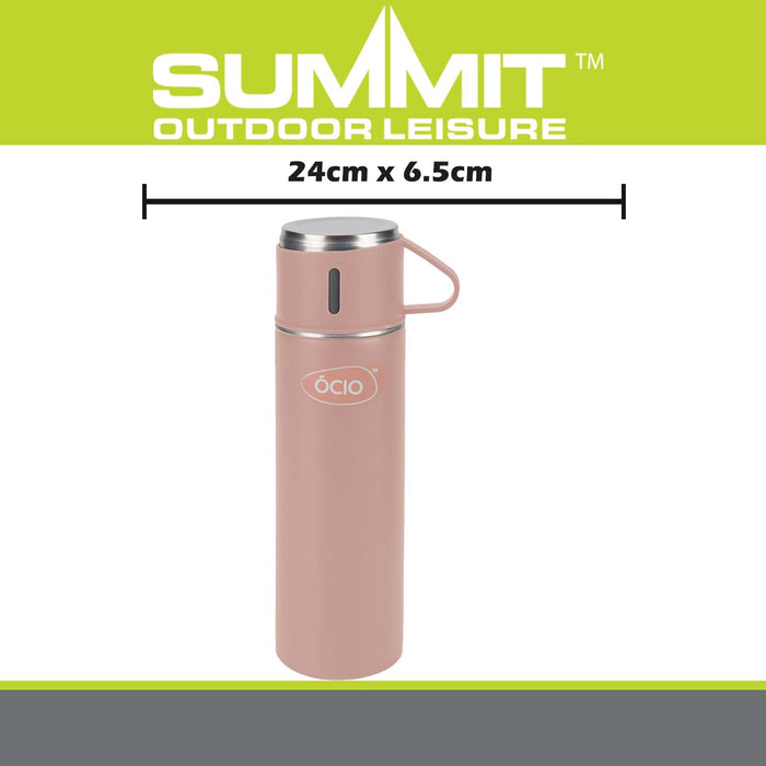 Bottle Flask with Cup  Pink - 24cm x 6.5cm
