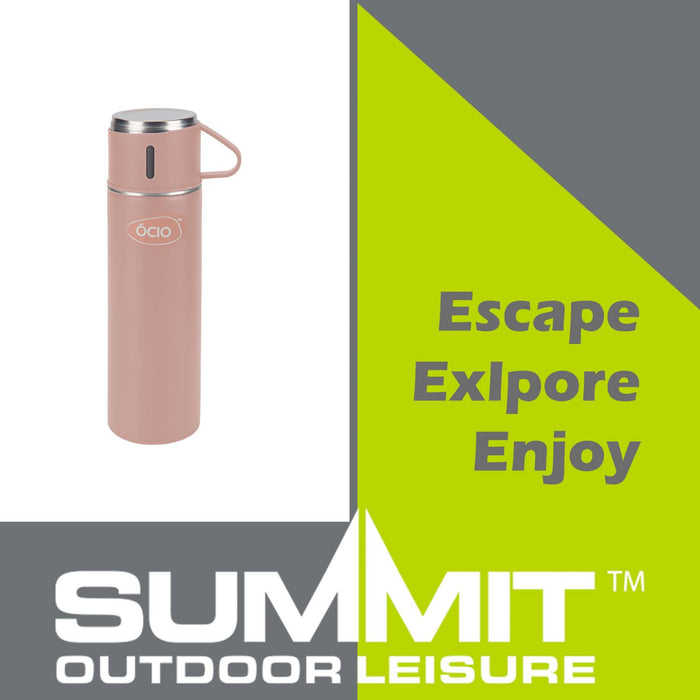 Bottle Flask with Cup  Pink - 24cm x 6.5cm