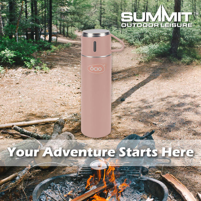 Bottle Flask with Cup  Pink - 24cm x 6.5cm
