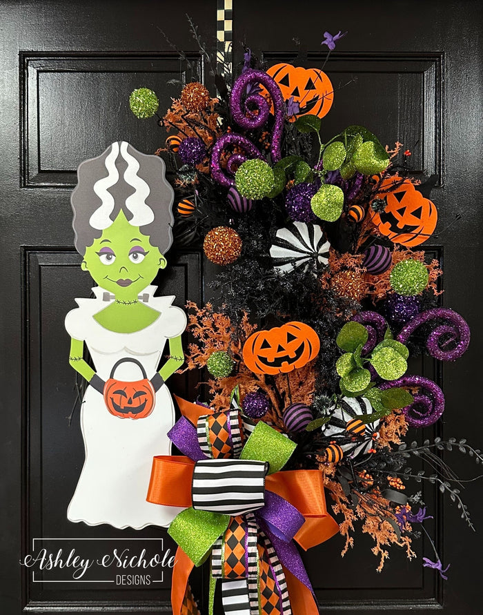 Bride of Frankenstein Halloween Wreath