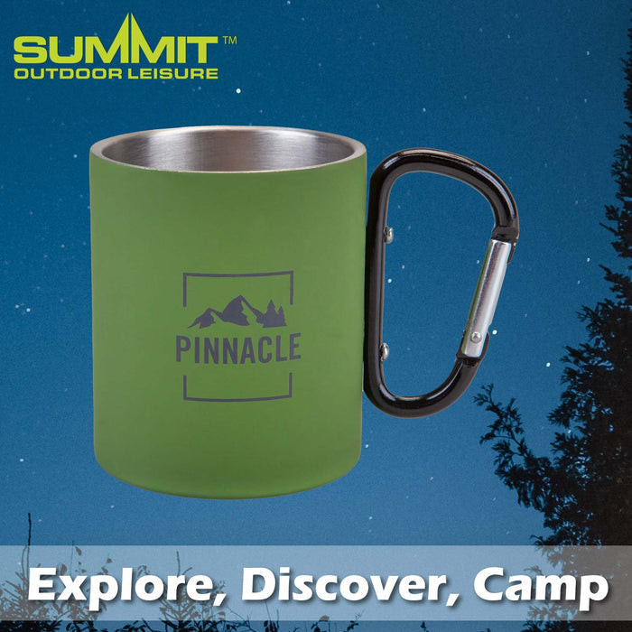 Carabiner Handle Mug Classic Style Rubberised Finish Green