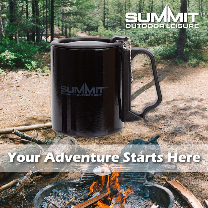Caribiner Double Walled Mug  Black - 9cm x 7cm