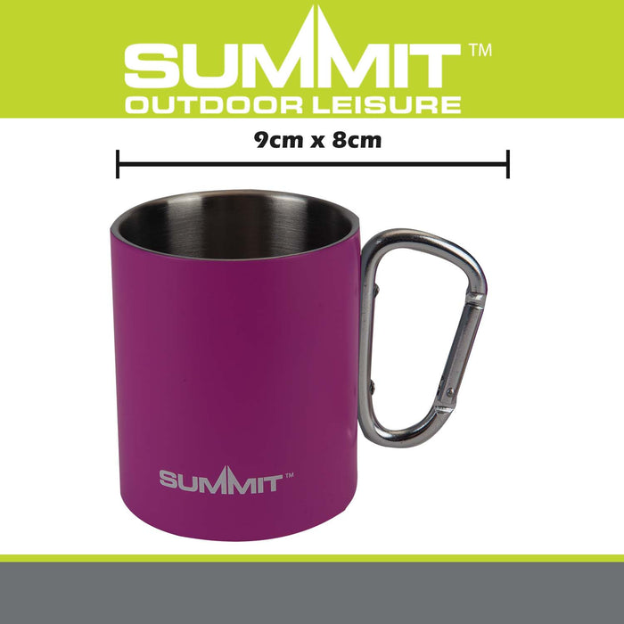 Caribiner Double Walled Mug  Pink - 9cm x 8cm